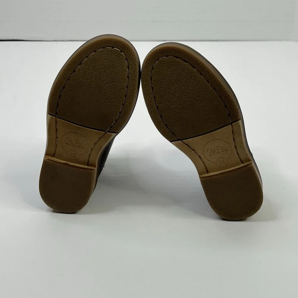 Zara Ankle Boots Little Kids EU 28 / US 11 Dark Brown Pebbled Pull On